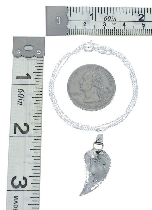 Navajo Sterling Silver Leaf Pendant 16" Box Italian Chain Necklace Set X10685